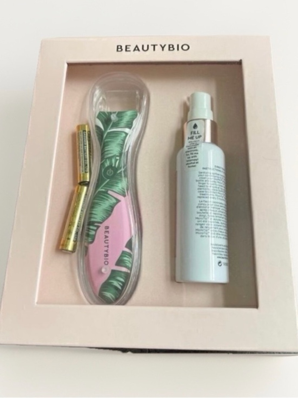 BeautyBio GloPro Microneedling Tool with Spray Bottle  PALM PRINT nib